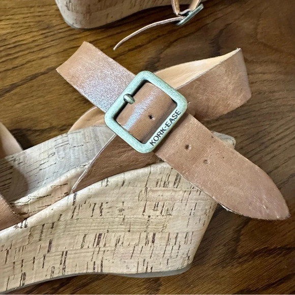 KorkEase Ava Sandals Platform Wedges Cork Tan Brown Heeled Sandal Camel Size 10 - Picture 4 of 8